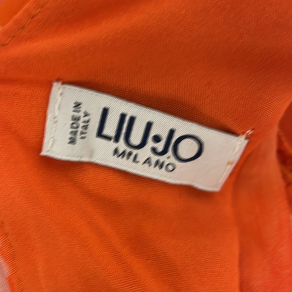 Liu Jo Pink Orange Floral Ruffle Mini Dress Silk Feminine Flowy Beach Resortwear - Picture 7 of 10